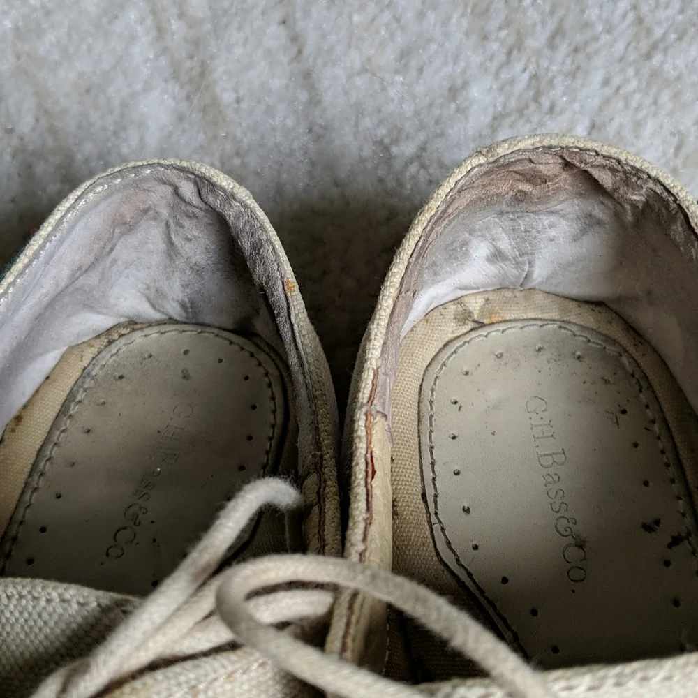 GH Bass & Co beige textile upper oxford shoes size 8.5 - Picture 13 of 15